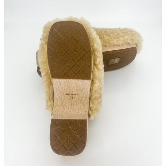 CHANEL 2022 Beige SHEARLING LAMBSKIN CC Logo Fuzzy Low Heel Clogs Size E… - Picture 12 of 15